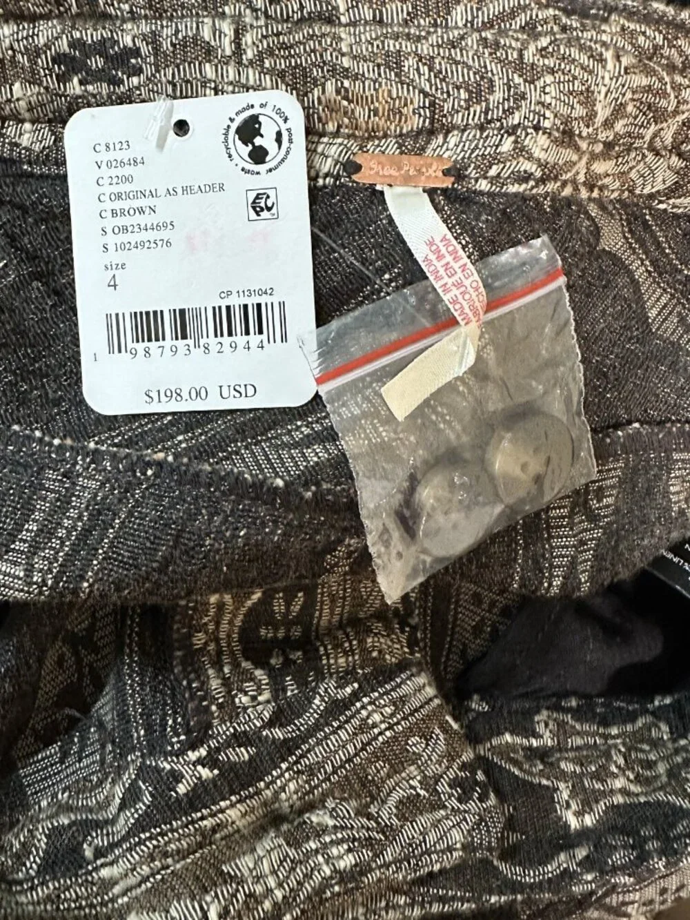 NWT Free People Dahlia Wide Leg Pants in Brown - Size 4 (Oversized)